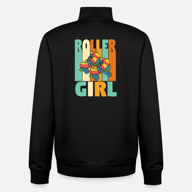 Retro Roller Mädchen - Unisex Organic Zip Sweatshirt von Stanley/Stella - Schwarz