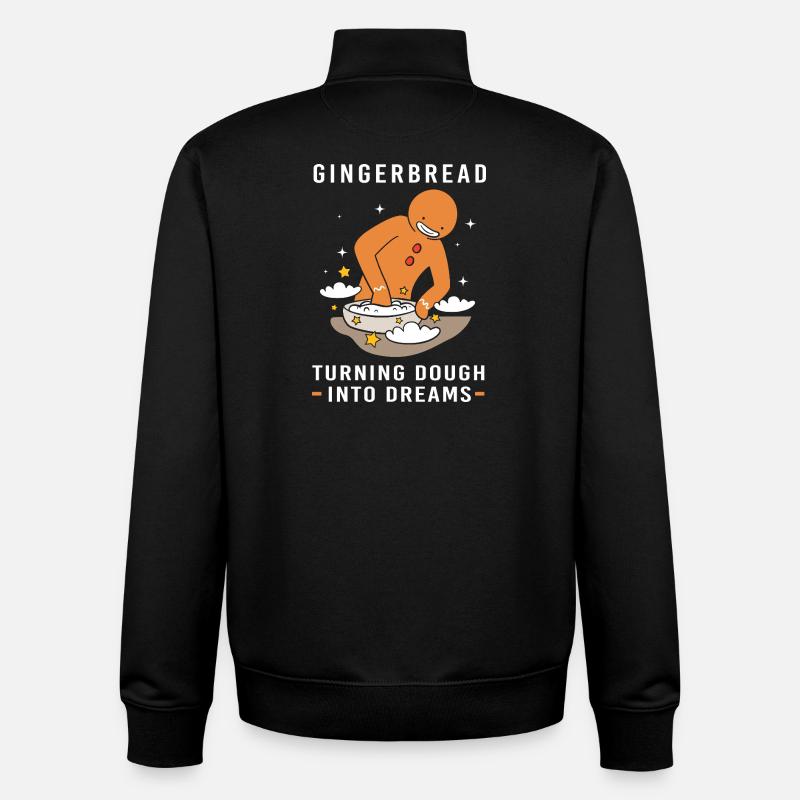 Gingerbread Christmas Gingerbread Man Gingerbread - Unisex Organic Zip Sweatshirt by Stanley/Stella - black