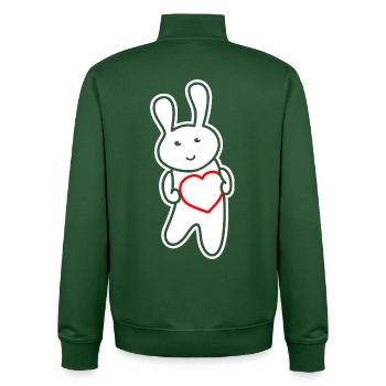 Häschen mit Herz: Liebe & Niedlichkeit - Unisex Organic Zip Sweatshirt von Stanley/Stella - Flaschengrün - Hinten - AI Model Male 185 dark (185cm)