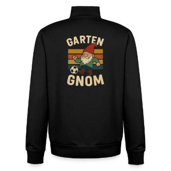 Garden Gnome Kicks Soccer - Unisex Organic Zip Sweatshirt by Stanley/Stella - black - Back - AI Model Male 185 light (185cm)