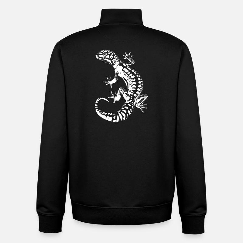 Gecko Silhouette Léopard Gecko - Sweat zippé unisexe en coton bio Stanley/Stella - noir