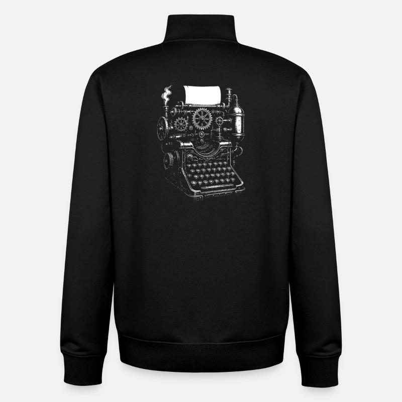 Engrenages de machine à écrire steampunk - Sweat zippé unisexe en coton bio Stanley/Stella - noir