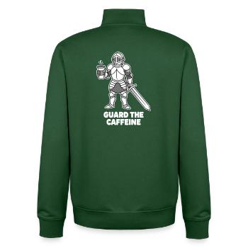 Chevalier combattant du café - Sweat zippé unisexe en coton bio Stanley/Stella - vert bouteille - Dos - AI Model Male 185 dark (185cm)