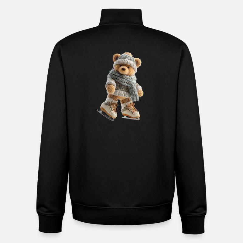 SchlittschuhlaufenderWinterbär Eiszauber mit Schal - Unisex Organic Zip Sweatshirt by Stanley/Stella - black