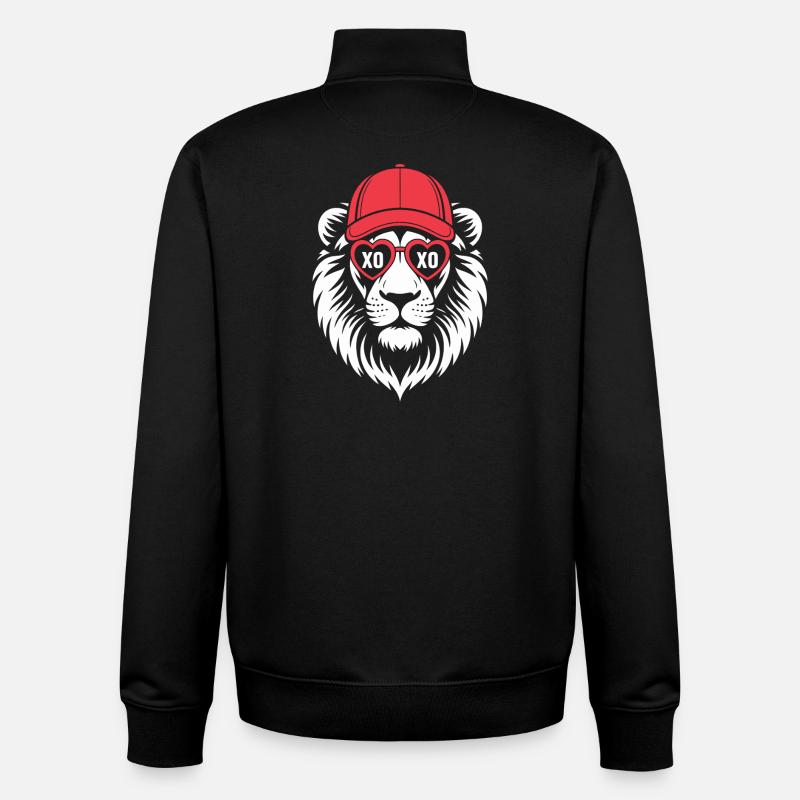 Lion XO Hearts Cap - Unisex Organic Zip Sweatshirt von Stanley/Stella - Schwarz