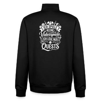 Ich spiele keine Videospiele – ich löse Quests - Unisex Organic Zip Sweatshirt von Stanley/Stella - Schwarz - Hinten - AI Model Male 185 light (185cm)