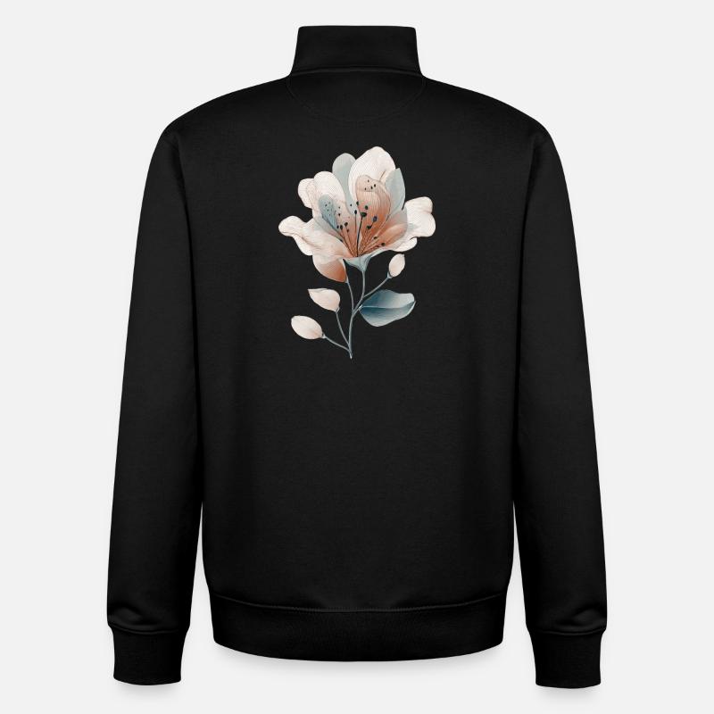 Fleur délicate - Sweat zippé unisexe en coton bio Stanley/Stella - noir