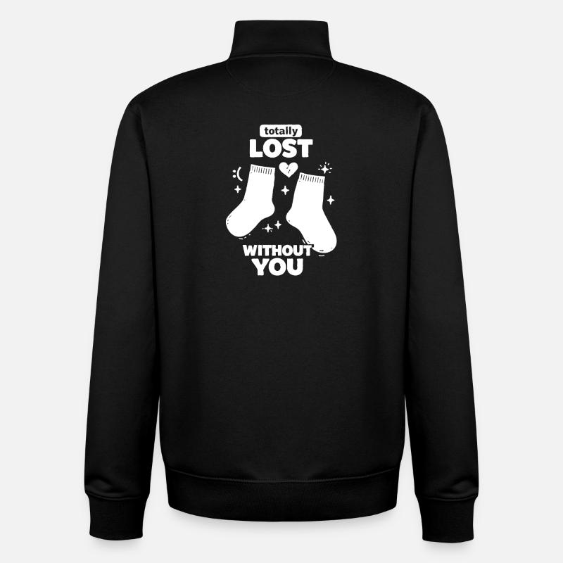 Totally Lost Without You Socks - Unisex Organic Zip Sweatshirt by Stanley/Stella - black