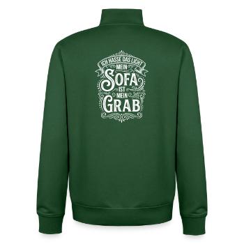 Sofa ist mein Grab – Lichthass Humor - Unisex Organic Zip Sweatshirt von Stanley/Stella - Flaschengrün - Hinten - AI Model Male 185 dark (185cm)