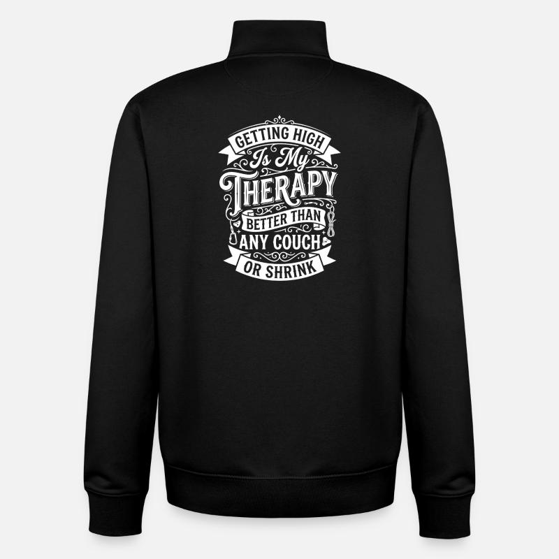 Getting High Is My Therapy - Unisex Organic Zip Sweatshirt by Stanley/Stella - black