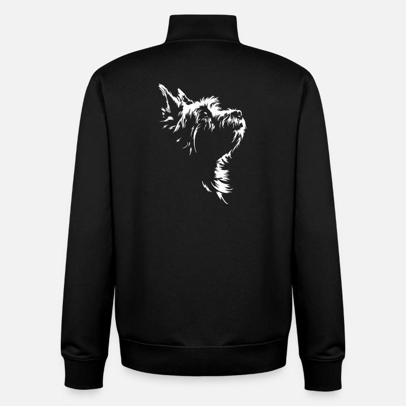 Cairn Terrier Silhouette Chien Wilsigns - Sweat zippé unisexe en coton bio Stanley/Stella - noir