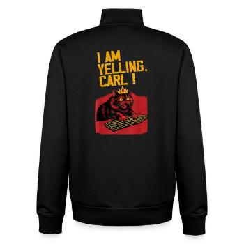Ich schreie, Carl! – Lustiges Katzen Design - Unisex Organic Zip Sweatshirt von Stanley/Stella - Schwarz - Hinten - AI Model Male 185 light (185cm)