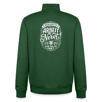 Mein Motto Arbeit Nervt Lustiger Spruch - Unisex Organic Zip Sweatshirt von Stanley/Stella - Flaschengrün - Hinten - AI Model Male 185 dark (185cm)