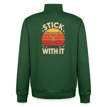 Stick With It Drummer Saying Retro - Unisex Organic Zip Sweatshirt by Stanley/Stella - bottle green - Back - AI Model Male 185 dark (185cm)