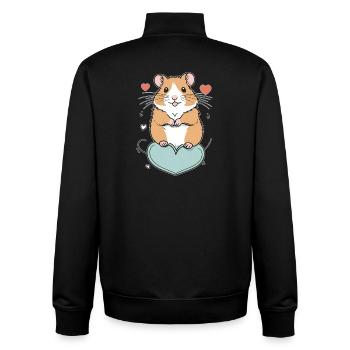 Hamster with heart - Unisex Organic Zip Sweatshirt by Stanley/Stella - black - Back - AI Model Male 185 light (185cm)