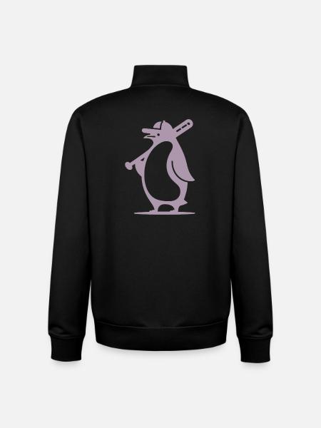 Penguin Baseball Player Silhouette - Unisex Organic Zip Sweatshirt by Stanley/Stella - black
