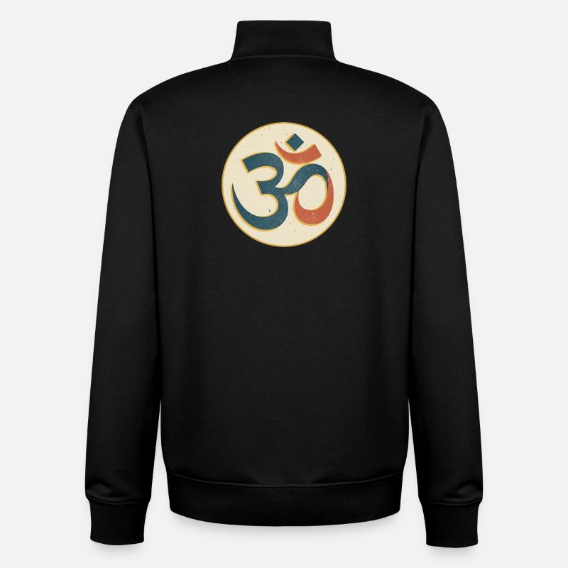 Symbole Om Imprimé Cercle Vintage - Sweat zippé unisexe en coton bio Stanley/Stella - noir