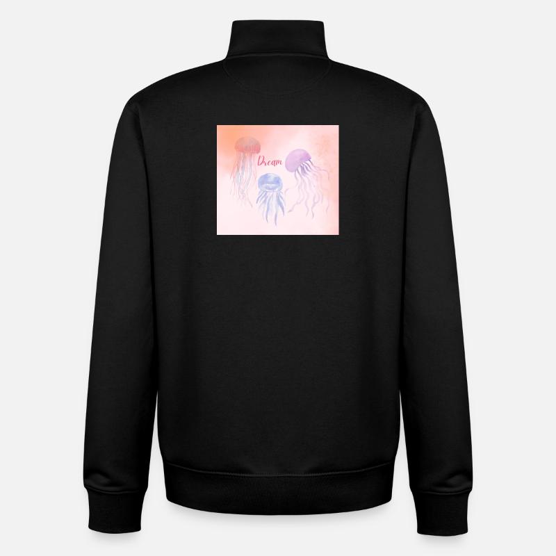 Méduse Pastel Dream - Sweat zippé unisexe en coton bio Stanley/Stella - noir