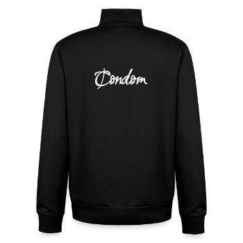 condom - Unisex Organic Zip Sweatshirt von Stanley/Stella - Schwarz - Hinten - AI Model Male 185 light (185cm)