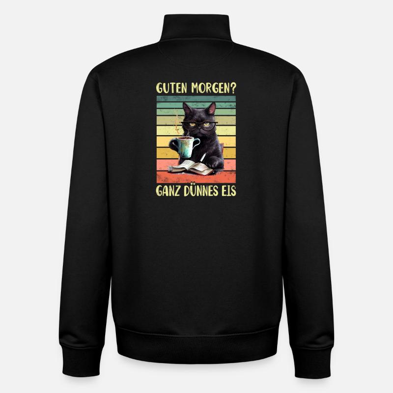 Schwarze Katze Morgenmuffel - Unisex Organic Zip Sweatshirt von Stanley/Stella - Schwarz