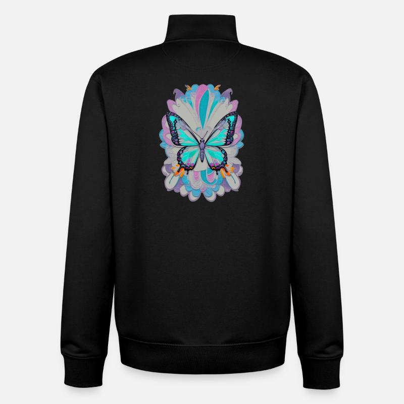 Papillon - Sweat zippé unisexe en coton bio Stanley/Stella - noir