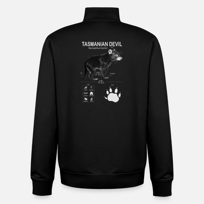 Diable de Tasmanie - Sweat zippé unisexe en coton bio Stanley/Stella - noir