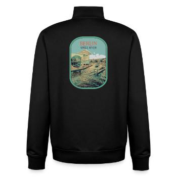 Modern Architecture Berlin Illustration - Unisex Organic Zip Sweatshirt by Stanley/Stella - black - Back - AI Model Male 185 light (185cm)