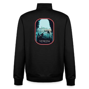 Illustration typische Ansicht von Venedig und Gondeln - Unisex Organic Zip Sweatshirt von Stanley/Stella - Schwarz - Hinten - AI Model Male 185 light (185cm)