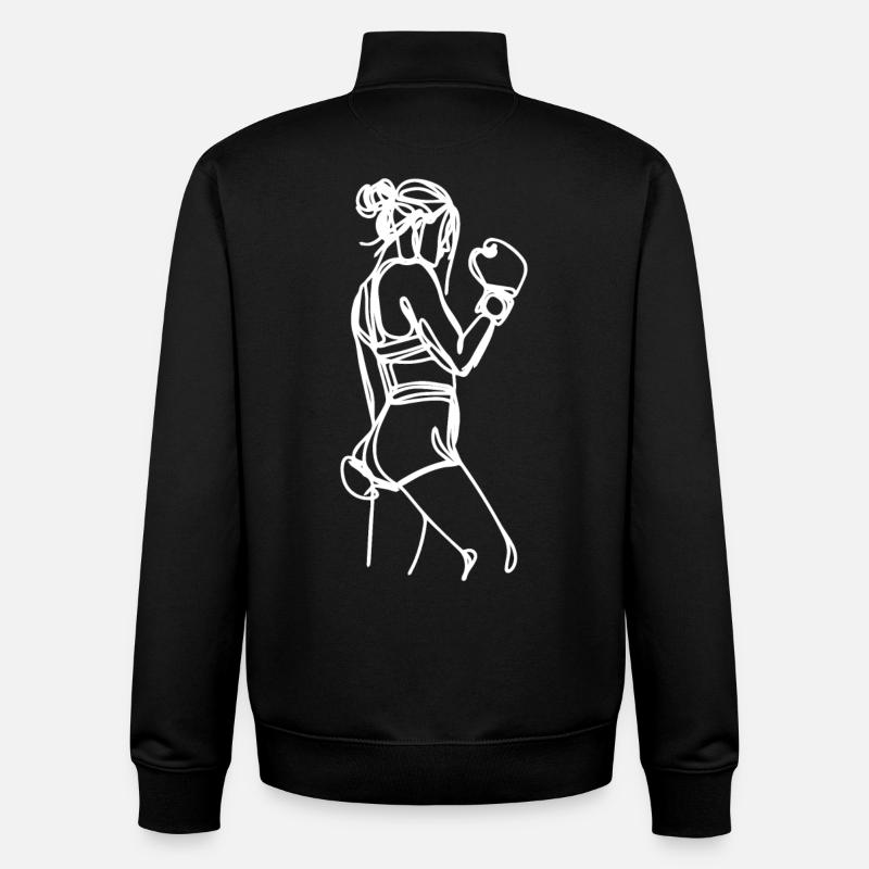 Graphique Boxer - Sweat zippé unisexe en coton bio Stanley/Stella - noir