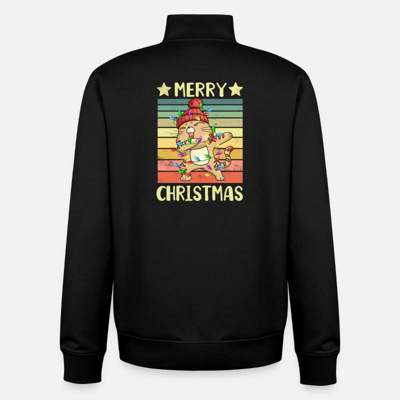 Joyeux Noël Chat - Sweat zippé unisexe en coton bio Stanley/Stella - noir