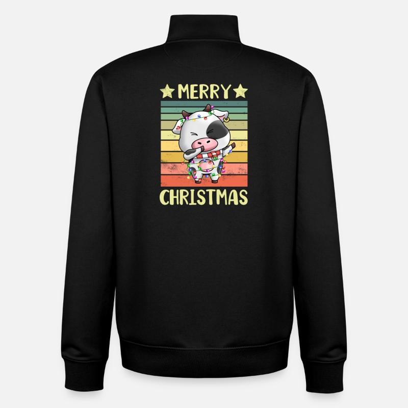 Frohe Weihnachten Kuh - Unisex Organic Zip Sweatshirt von Stanley/Stella - Schwarz