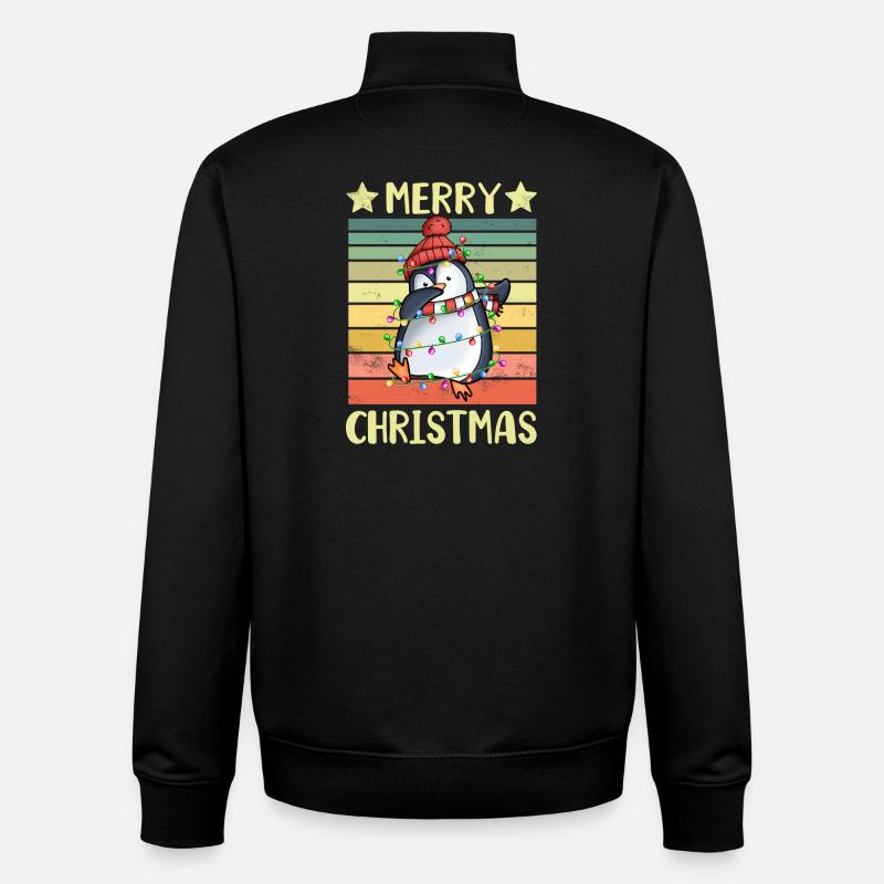 Joyeux Noël Pingouin - Sweat zippé unisexe en coton bio Stanley/Stella - noir