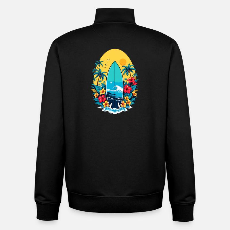 Planche de surf élégante - Sweat zippé unisexe en coton bio Stanley/Stella - noir