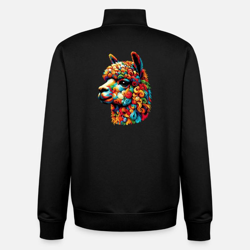 Alpaga - Sweat zippé unisexe en coton bio Stanley/Stella - noir