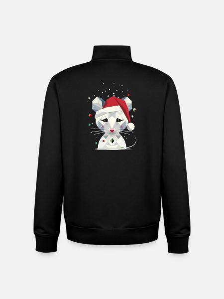 Schneemaus im geometrischen Weihnachtsdesign - Unisex Organic Zip Sweatshirt von Stanley/Stella - Schwarz