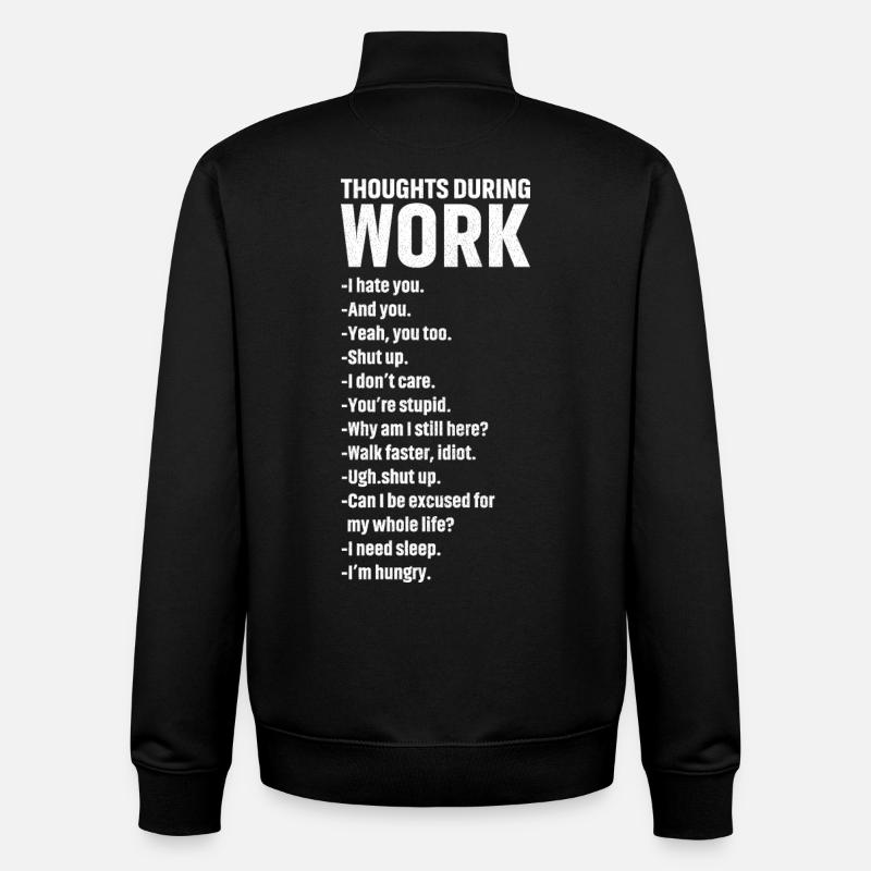 pensées pendant le travail - Sweat zippé unisexe en coton bio Stanley/Stella - noir