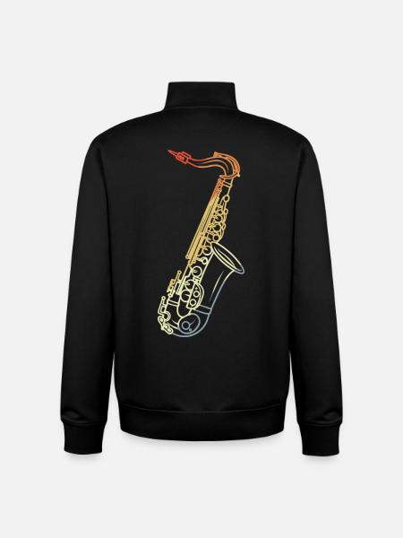 Saxophon Line Art Retro - Unisex Organic Zip Sweatshirt von Stanley/Stella - Schwarz