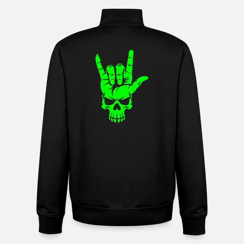 Rock n Roll Crâne Main - Sweat zippé unisexe en coton bio Stanley/Stella - noir
