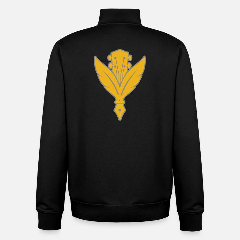Plume dorée et guitare - Sweat zippé unisexe en coton bio Stanley/Stella - noir