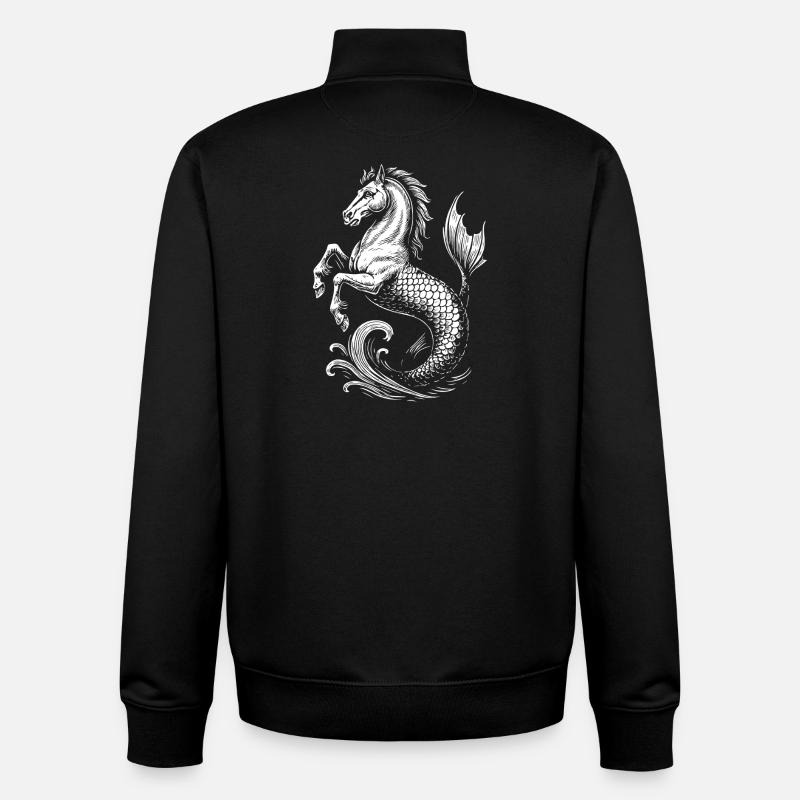 Mythischer Hippocampus, Seehengst Illustration - Unisex Organic Zip Sweatshirt von Stanley/Stella - Schwarz