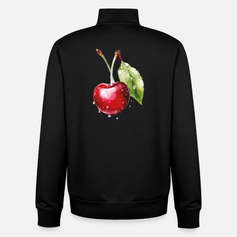 Fruity cherry with water droplets - Unisex Organic Zip Sweatshirt by Stanley/Stella - black