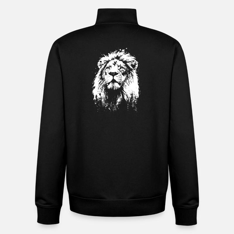 lion face lion head - Unisex Organic Zip Sweatshirt by Stanley/Stella - black