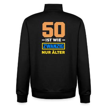 Cadeau amusant pour un 50e anniversaire - Sweat zippé unisexe en coton bio Stanley/Stella - noir - Dos - AI Model Male 185 light (185cm)