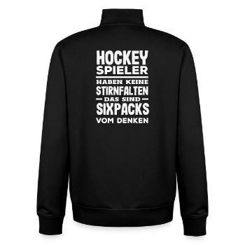 Lustiges Hockey Hockeyspieler Geschenk - Unisex Organic Zip Sweatshirt von Stanley/Stella - Schwarz - Hinten - AI Model Male 185 light (185cm)