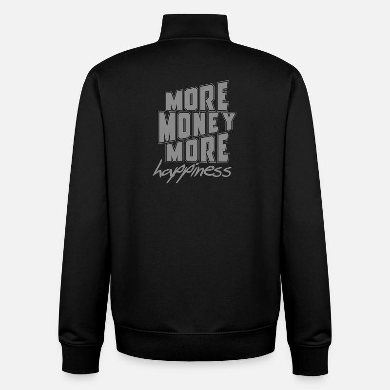 Plus d’argent, plus de bonheur - Sweat zippé unisexe en coton bio Stanley/Stella - noir