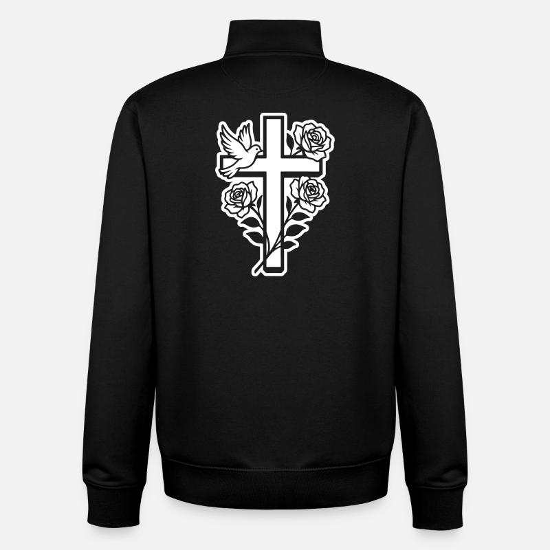 Colombe croix chrétienne - Sweat zippé unisexe en coton bio Stanley/Stella - noir