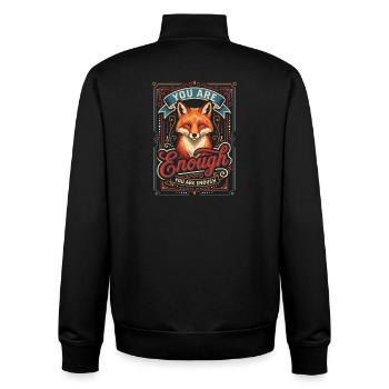 You Are Enough: Fox Vintage Art - Unisex Organic Zip Sweatshirt von Stanley/Stella - Schwarz - Hinten - AI Model Male 185 light (185cm)