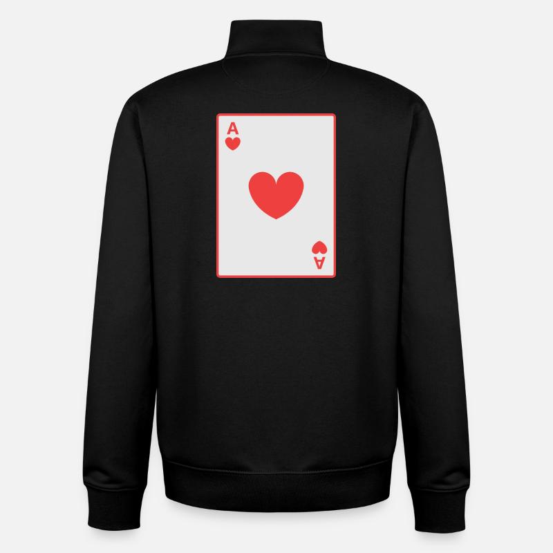 Carte rouge as de cœur - Sweat zippé unisexe en coton bio Stanley/Stella - noir