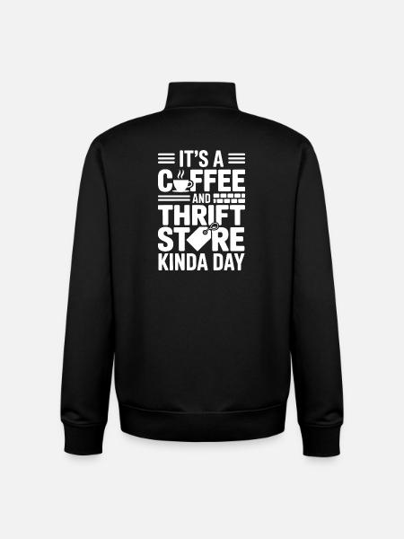 Coffee Thrift Store Day - Unisex Organic Zip Sweatshirt by Stanley/Stella - black