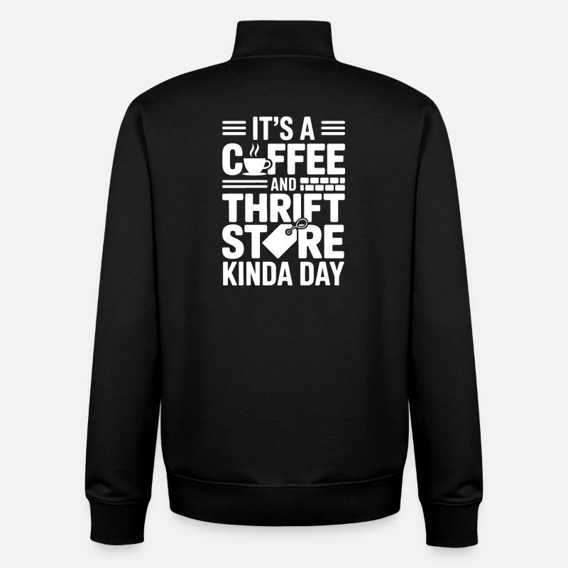 Coffee Thrift Store Day - Unisex Organic Zip Sweatshirt by Stanley/Stella - black
